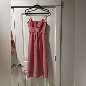 NWT Doen Belline Gingham Check Midi Dress, size Large